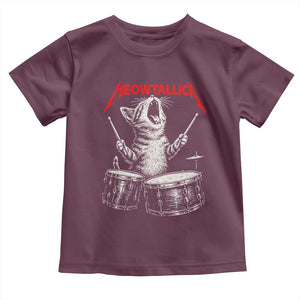 Rock On Vintage Drummer Cat Toddler T Shirt Vintage 90s 80s Band Style Gift for Cat Owners TS10 Maroon Print Your Wear