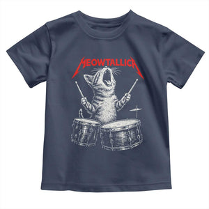 Rock On Vintage Drummer Cat Toddler T Shirt Vintage 90s 80s Band Style Gift for Cat Owners TS10 Navy Print Your Wear