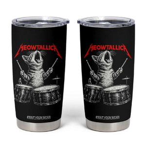 Rock On Vintage Drummer Cat Tumbler Cup Vintage 90s 80s Band Style Gift for Cat Owners TS10 Black Print Your Wear