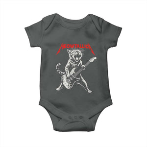 Funny Cat Playing Guitar Baby Onesie Vintage 90s Classic Rock Star Cat Graphic Rock and Roll TS10 Dark Heather Print Your Wear