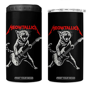 Funny Cat Playing Guitar 4 in 1 Can Cooler Tumbler Vintage 90s Classic Rock Star Cat Graphic Rock and Roll TS10 One Size: 16 oz Black Print Your Wear