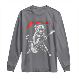 Funny Cat Playing Guitar Long Sleeve Shirt Vintage 90s Classic Rock Star Cat Graphic Rock and Roll TS10 Charcoal Print Your Wear