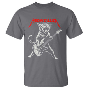 Funny Cat Playing Guitar T Shirt Vintage 90s Classic Rock Star Cat Graphic Rock and Roll TS10 Charcoal Print Your Wear