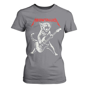 Funny Cat Playing Guitar T Shirt For Women Vintage 90s Classic Rock Star Cat Graphic Rock and Roll TS10 Charcoal Print Your Wear