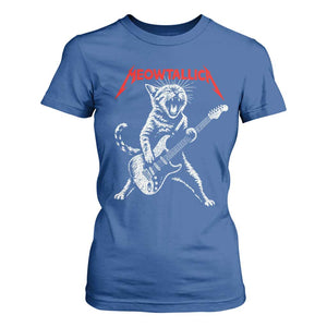Funny Cat Playing Guitar T Shirt For Women Vintage 90s Classic Rock Star Cat Graphic Rock and Roll TS10 Royal Blue Print Your Wear