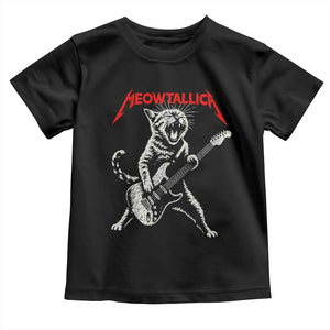 Funny Cat Playing Guitar Toddler T Shirt Vintage 90s Classic Rock Star Cat Graphic Rock and Roll TS10 Black Print Your Wear