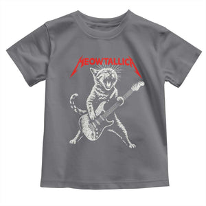 Funny Cat Playing Guitar Toddler T Shirt Vintage 90s Classic Rock Star Cat Graphic Rock and Roll TS10 Charcoal Print Your Wear