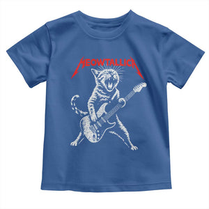 Funny Cat Playing Guitar Toddler T Shirt Vintage 90s Classic Rock Star Cat Graphic Rock and Roll TS10 Royal Blue Print Your Wear