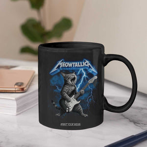 Funny Cat Playing Guitar Coffee Mug Vintage 90s Style Bootleg Graphic Rock Star Rock Cat TS10 Print Your Wear