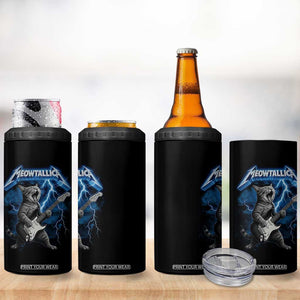 Funny Cat Playing Guitar 4 in 1 Can Cooler Tumbler Vintage 90s Style Bootleg Graphic Rock Star Rock Cat TS10 Print Your Wear