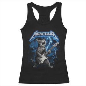 Funny Cat Playing Guitar Racerback Tank Top Vintage 90s Style Bootleg Graphic Rock Star Rock Cat TS10 Black Print Your Wear