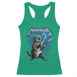 Funny Cat Playing Guitar Racerback Tank Top Vintage 90s Style Bootleg Graphic Rock Star Rock Cat TS10 Irish Green Print Your Wear