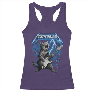 Funny Cat Playing Guitar Racerback Tank Top Vintage 90s Style Bootleg Graphic Rock Star Rock Cat TS10 Purple Print Your Wear