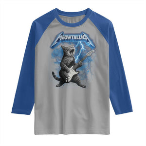Funny Cat Playing Guitar Raglan Shirt Vintage 90s Style Bootleg Graphic Rock Star Rock Cat TS10 Sport Gray Royal Print Your Wear