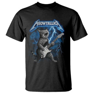 Funny Cat Playing Guitar T Shirt Vintage 90s Style Bootleg Graphic Rock Star Rock Cat TS10 Black Print Your Wear