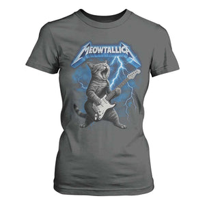Funny Cat Playing Guitar T Shirt For Women Vintage 90s Style Bootleg Graphic Rock Star Rock Cat TS10 Dark Heather Print Your Wear