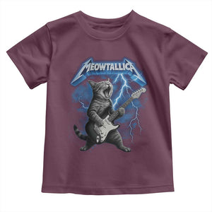 Funny Cat Playing Guitar Toddler T Shirt Vintage 90s Style Bootleg Graphic Rock Star Rock Cat TS10 Maroon Print Your Wear