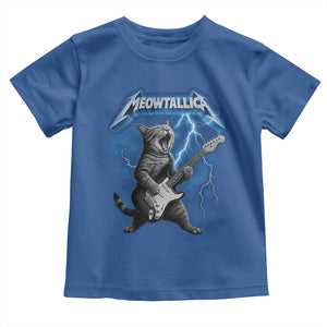 Funny Cat Playing Guitar Toddler T Shirt Vintage 90s Style Bootleg Graphic Rock Star Rock Cat TS10 Royal Blue Print Your Wear