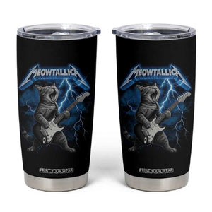 Funny Cat Playing Guitar Tumbler Cup Vintage 90s Style Bootleg Graphic Rock Star Rock Cat TS10 Black Print Your Wear