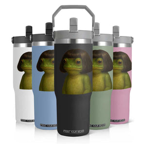 Funny Frog Bob Haircut Meme Flip Straw Tumbler Silly Toad Trends TS10 Print Your Wear