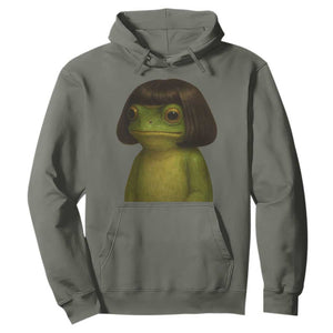 Funny Frog Bob Haircut Meme Hoodie Silly Toad Trends TS10 Military Green Print Your Wear