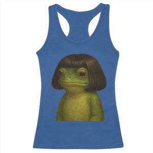 Funny Frog Bob Haircut Meme Racerback Tank Top Silly Toad Trends TS10 Royal Blue Print Your Wear