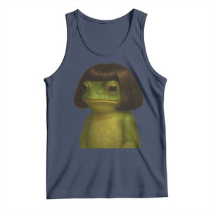 Funny Frog Bob Haircut Meme Tank Top Silly Toad Trends TS10 Navy Print Your Wear