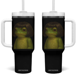 Funny Frog Bob Haircut Meme Tumbler With Handle Silly Toad Trends TS10 One Size: 40 oz Black Print Your Wear