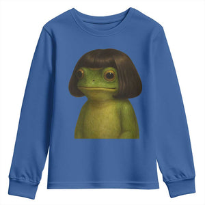 Funny Frog Bob Haircut Meme Youth Sweatshirt Silly Toad Trends TS10 Royal Blue Print Your Wear