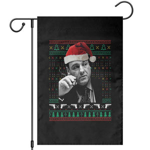 Funny Ugly Christmas Garden Flag Funny Mafia Gangster Santa Sopranos Smoking TS10 Black Print Your Wear