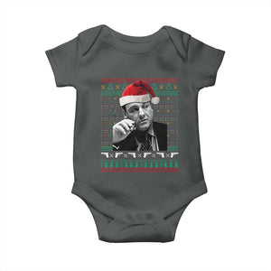 Funny Ugly Christmas Baby Onesie Funny Mafia Gangster Santa Sopranos Smoking TS10 Dark Heather Print Your Wear