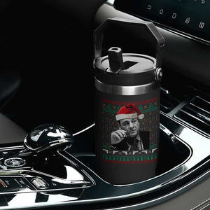 Funny Ugly Christmas Flip Straw Tumbler Funny Mafia Gangster Santa Sopranos Smoking TS10 Print Your Wear