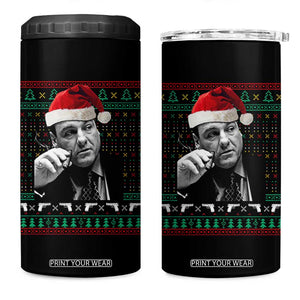 Funny Ugly Christmas 4 in 1 Can Cooler Tumbler Funny Mafia Gangster Santa Sopranos Smoking TS10 One Size: 16 oz Black Print Your Wear