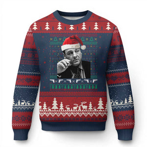 Funny Ugly Xmas Ugly Christmas Sweater Funny Mafia Gangster Santa Sopranos Smoking TS10 Navy Red Print Your Wear