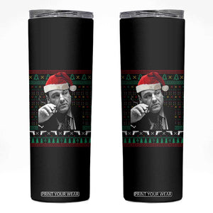 Funny Ugly Christmas Skinny Tumbler Funny Mafia Gangster Santa Sopranos Smoking TS10 Black Print Your Wear
