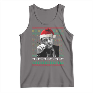 Funny Ugly Christmas Tank Top Funny Mafia Gangster Santa Sopranos Smoking TS10 Deep Heather Print Your Wear