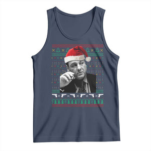 Funny Ugly Christmas Tank Top Funny Mafia Gangster Santa Sopranos Smoking TS10 Navy Print Your Wear