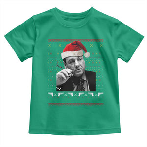 Funny Ugly Christmas Toddler T Shirt Funny Mafia Gangster Santa Sopranos Smoking TS10 Irish Green Print Your Wear