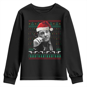 Funny Ugly Christmas Youth Sweatshirt Funny Mafia Gangster Santa Sopranos Smoking TS10 Black Print Your Wear