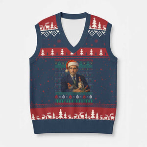 Office Xmas Movie V-Neck Knit Sweater Vest Funny Retro 90s Movie Ugly Xmas TS10 Navy Red Print Your Wear