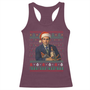 Office Christmas Movie Racerback Tank Top Funny Retro 90s Movie Ugly Xmas TS10 Maroon Print Your Wear