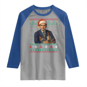 Office Christmas Movie Raglan Shirt Funny Retro 90s Movie Ugly Xmas TS10 Sport Gray Royal Print Your Wear