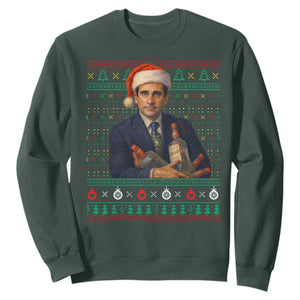 Office Christmas Movie Sweatshirt Funny Retro 90s Movie Ugly Xmas TS10 Dark Forest Green Print Your Wear