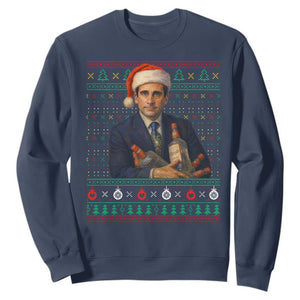 Office Christmas Movie Sweatshirt Funny Retro 90s Movie Ugly Xmas TS10 Navy Print Your Wear