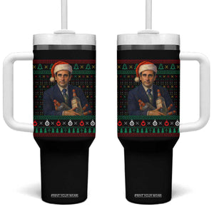Office Christmas Movie Tumbler With Handle Funny Retro 90s Movie Ugly Xmas TS10 One Size: 40 oz Black Print Your Wear