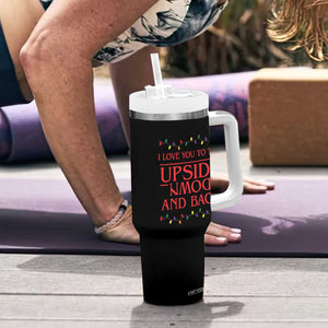 I Love You To The Upside Down Stranger Christmas Tumbler With Handle And Back Ugly Xmas Lights TS10 Print Your Wear