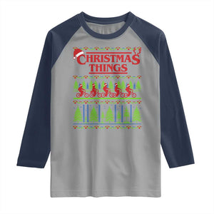 Christmas Things Raglan Shirt Vintage Movie TV Series Retro TS10 Sport Gray Navy Print Your Wear