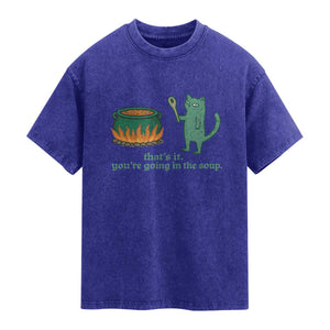 Sarcastic Cat Meme Washed Cotton T-Shirt Weirdcore Dark Humor