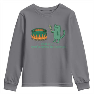 Sarcastic Cat Meme Youth Sweatshirt Weirdcore Dark Humor TS10 Charcoal Print Your Wear