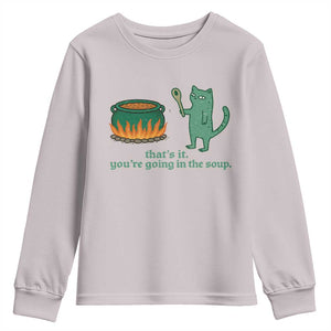 Sarcastic Cat Meme Youth Sweatshirt Weirdcore Dark Humor TS10 Ice Gray Print Your Wear